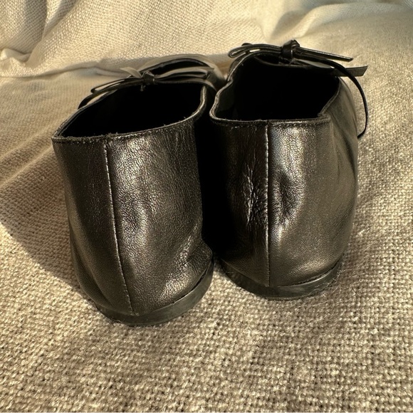 Zara Elegant Black Leather Flats Footwear - Picture 4 of 6